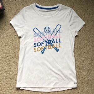 DSG athletic girls softball design white moisture wicking t-shirt